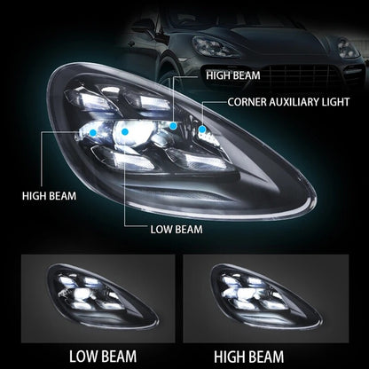 Headlights For Porsche Cayenne 958 2011-2014 2015-2018 LED Front Turn Signal Head Lamps