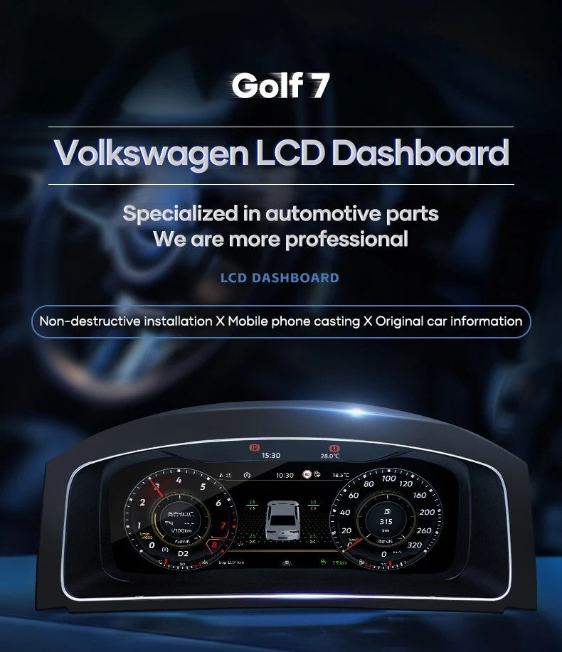 12.3" Lcd Digital Dashboard Cluster For VW Golf7 MK7 2013 2014 2015 2017 2018 2019 2020 Carplay Radio | PareiAuto