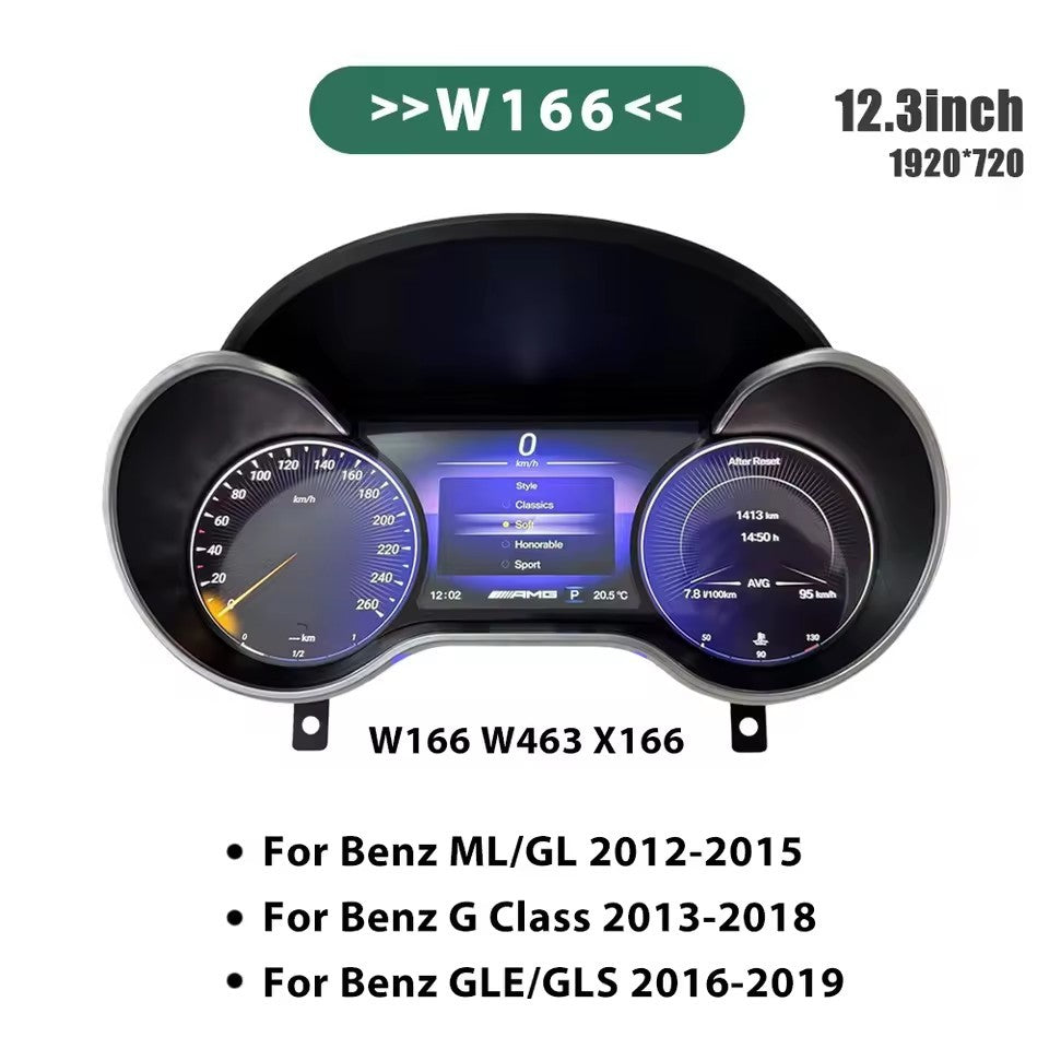 12.3" Inch LCD Digital Dashboard Cluster For Benz R Class ML GL G GLE GLS W164 W166 W463 2006-2019 | PareiAuto