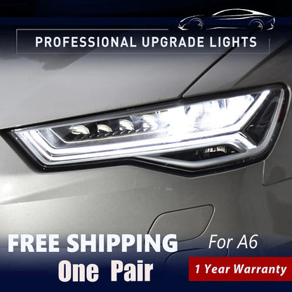 For AUDI A6 A6L C7 2016 2017 2018 Headlights LED Sequential Turn Signal Front DRL Lamps