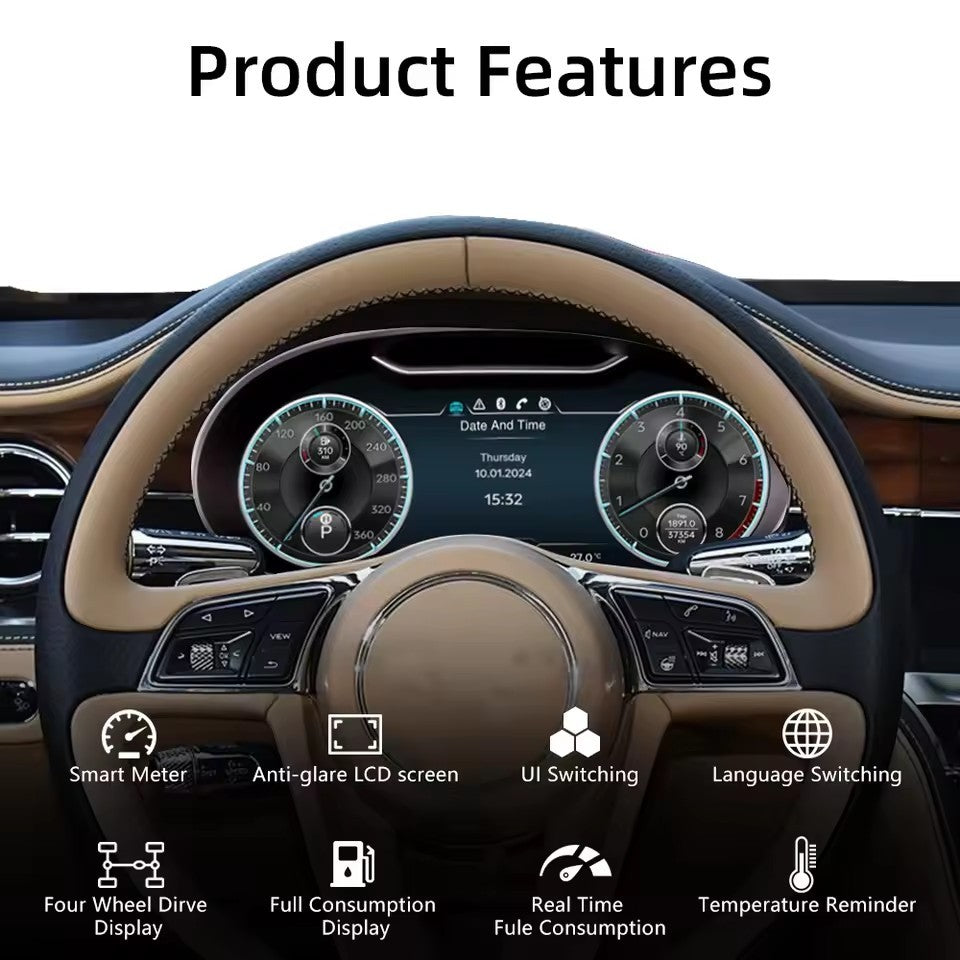 12.3” Inch Digital Cluster Dashboard For Bentley Flying Spur Continental GT 2012-2017 Supports wireless CarPlay | PareiAuto