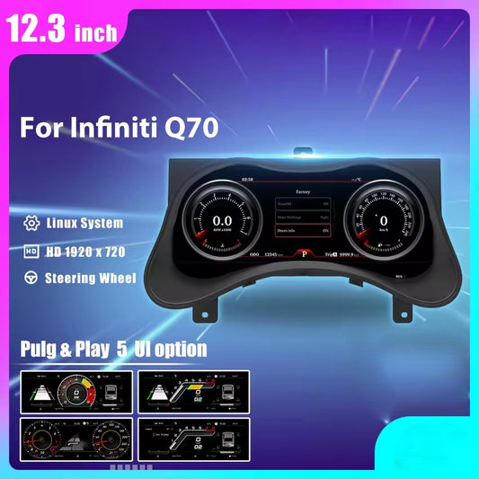 12.3"LCD Car Digital Dashboard Cluster For Infiniti Q70 2013-2019 Virtual Instrument Panel | PareiAuto