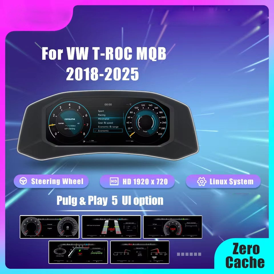 12.3'' Digital Dashboard Cluster For VW T-ROC 2018-2025 Virtual Instrument Cockpit | PareiAuto