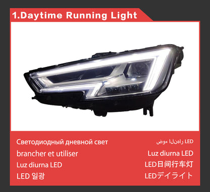 LED Headlights For Audi A4 B9 A4L S4 RS4 2017 2018 2019 Start up Animation Front Turn Signal Lamps