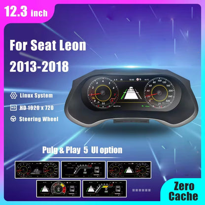 12.3" Inch Lcd Digital Dashboard Cluster For VW Seat Leon 2013 2014 2015 2016 2017 2018 Instrument Panel | PareiAuto