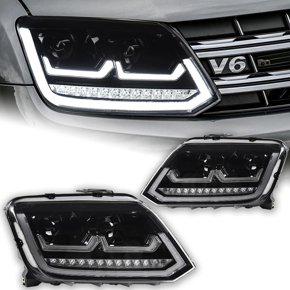 For VW Amarok 2010-2022 LED Headlight Projector Lens DRL Sequential Turn Signal Animation