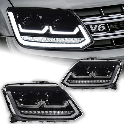 For VW Amarok 2010-2022 LED Headlight Projector Lens DRL Sequential Turn Signal Animation