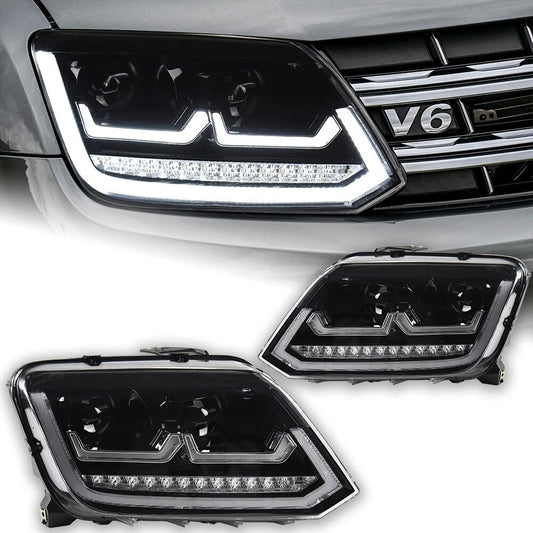 For VW Amarok 2010-2022 LED Headlight Projector Lens DRL Sequential Turn Signal Animation