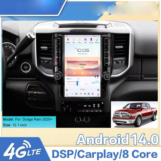 12.1" GPS Navigation For Dodge Ram 1500 2500 3500 4500 5500 2020-2024 Android Media Video Player Wireless Carplay LED Headlight Assembly