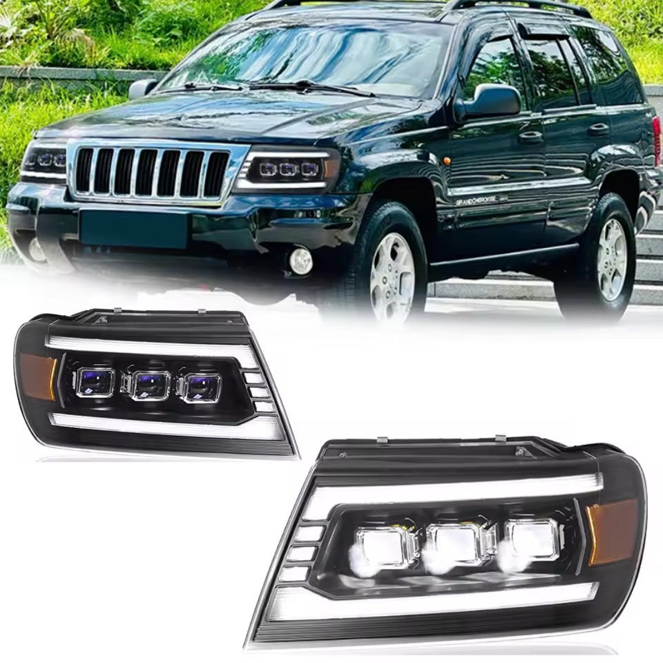 LED HeadLights For Jeep Grand Cherokee 1999-2004 DRL Front Turn Signal Assembly LED Headlight Assembly