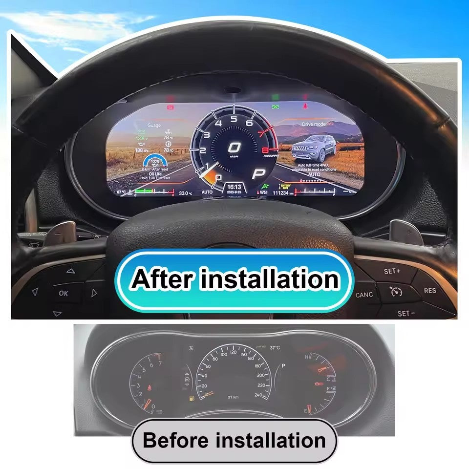 12.3" Inch Digital LCD Dashboard instrument Cockpit For Jeep Grand Cherokee WK2 2014-2020 | PareiAuto