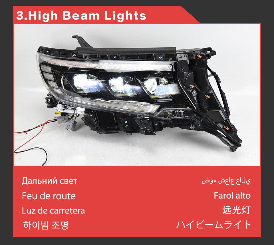 LED Headlight For Toyota Prado 2018 2019 2020 2021 2022 DRL Sequential Turn Signal Front DRL HeadLamps Assembly
