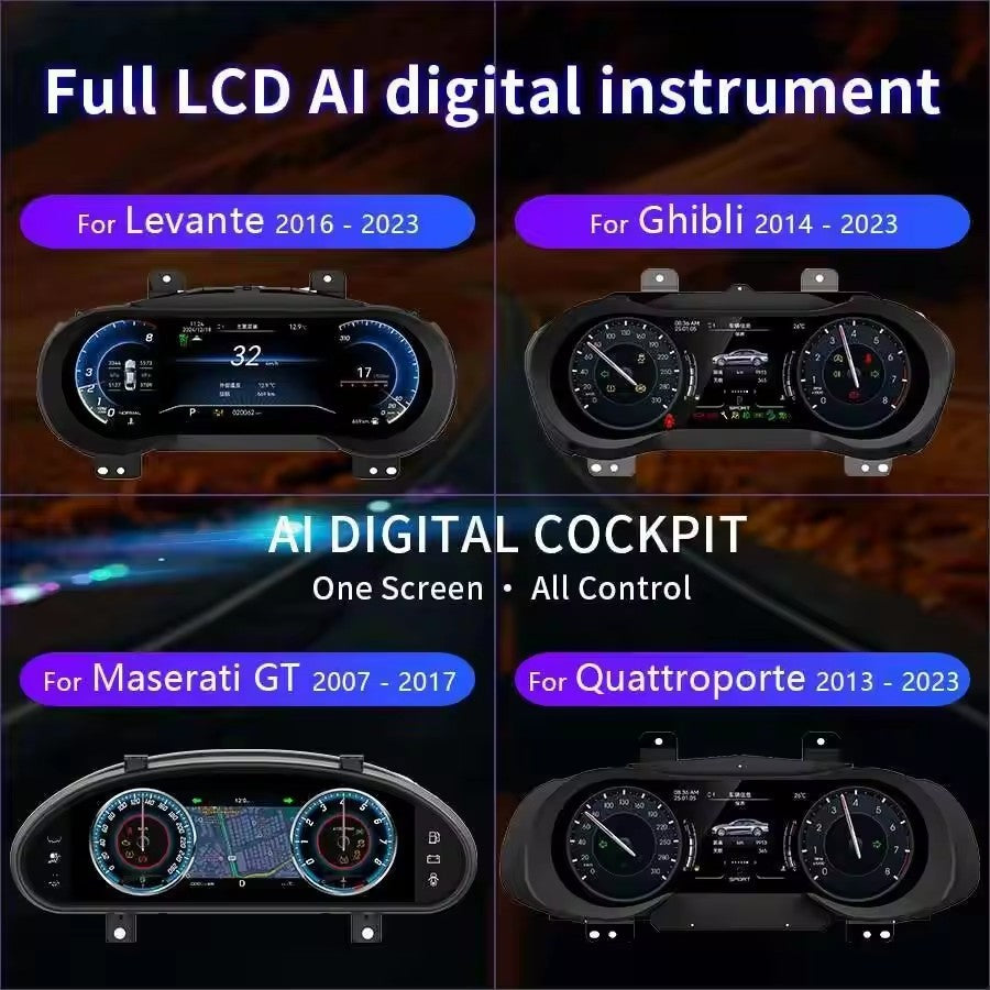 12.3" Inch LCD Instrument Panel For Maserati Ghibli 2014-2023 Digital Dashboard Display Cluster | PareiAuto