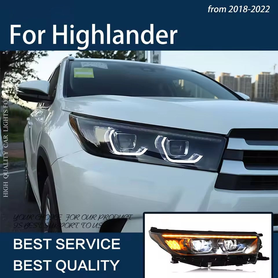 LED Headlight Assembly For Toyota Highlander 2018-2022 Kluger Sequential Turn Signal Animation Lamp LED Headlight Assembly