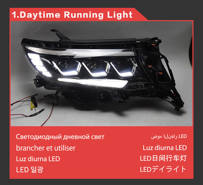 LED Headlight For Toyota Prado 2018 2019 2020 2021 2022 DRL Sequential Turn Signal Front DRL HeadLamps Assembly