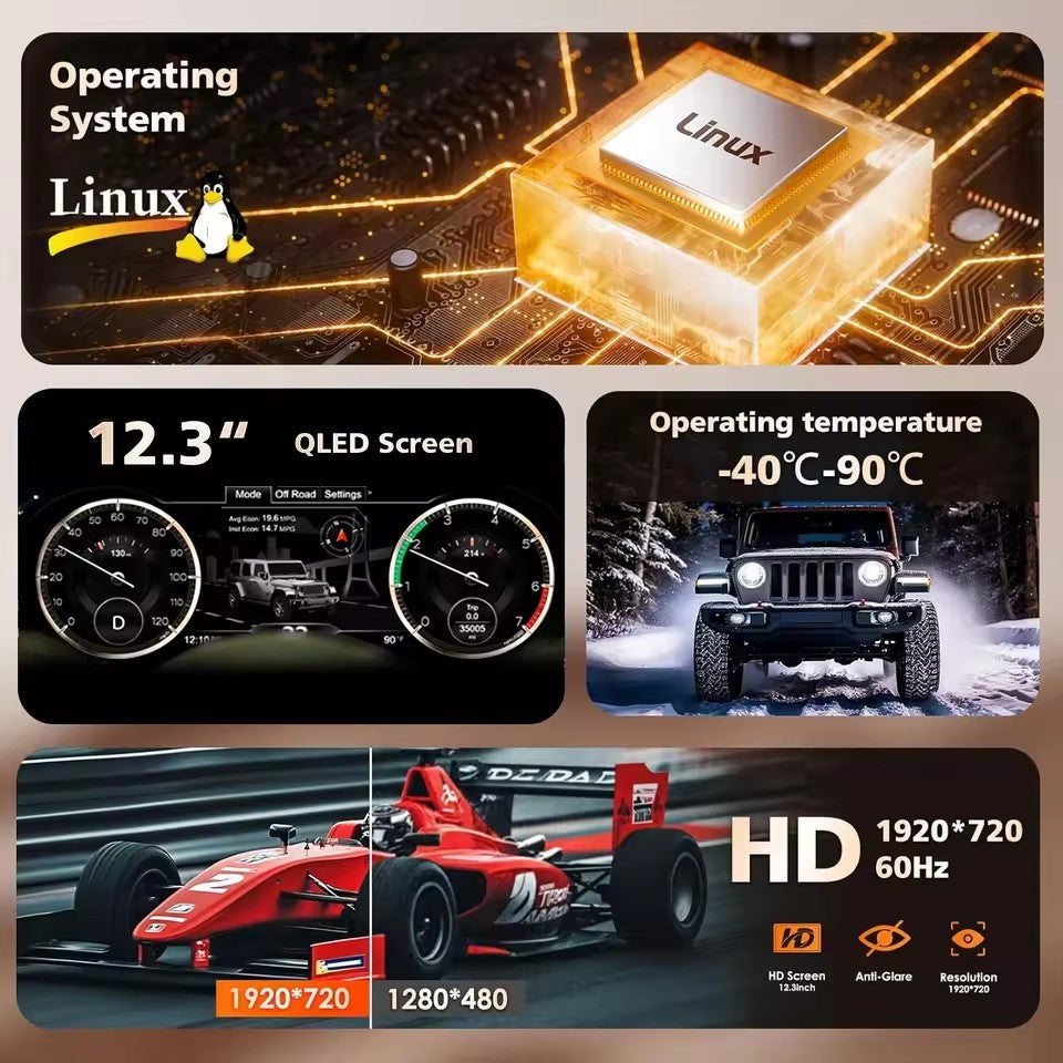 LCD Digital Instrument Cluster Display For Jeep Wrangler JL 2018-2023 Speedometer Plug&Play | PareiAuto