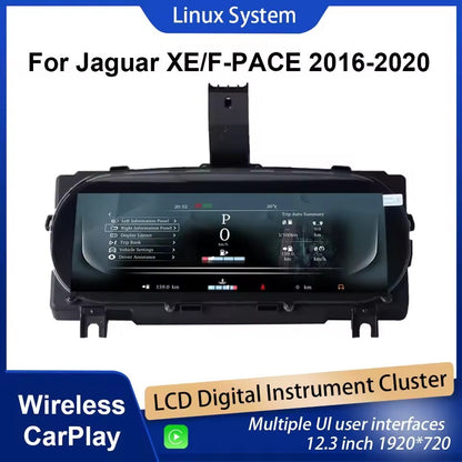 12.3” LCD Digital Cluster Dashboard For Jaguar XE/F-PACE 2015 2016 2017 2018 2019 2020 Speedometer | PareiAuto