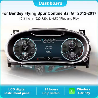 12.3” Inch Digital Cluster Dashboard For Bentley Flying Spur Continental GT 2012-2017 Supports wireless CarPlay | PareiAuto