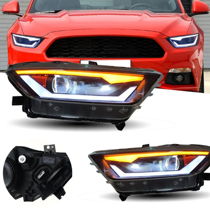 For Ford Mustang 2015 2016 2017 LED Headlights Sequential  DRL Turn Signal Projector Lens LED Headlight Assembly