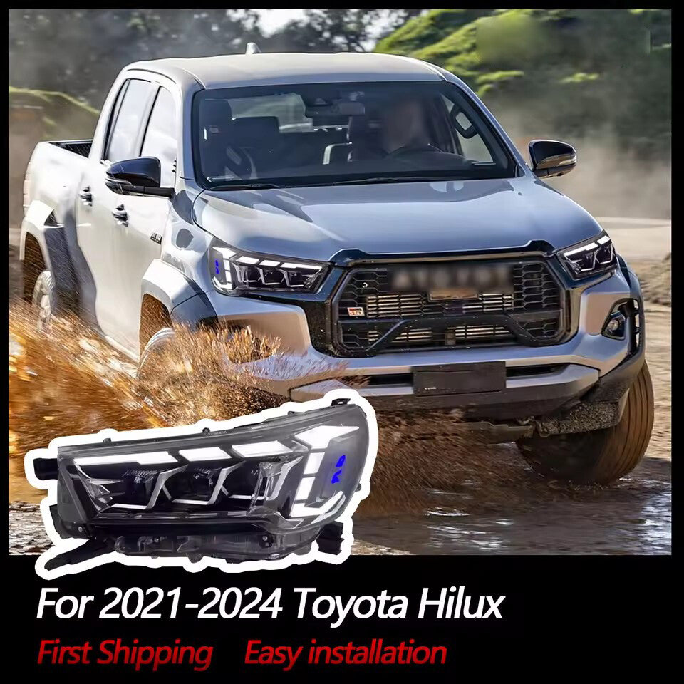 LED Headlight For Toyota Hilux 2021-2024 Front DRL Dynamic Turn Signal Fog Light LED Headlight Assembly