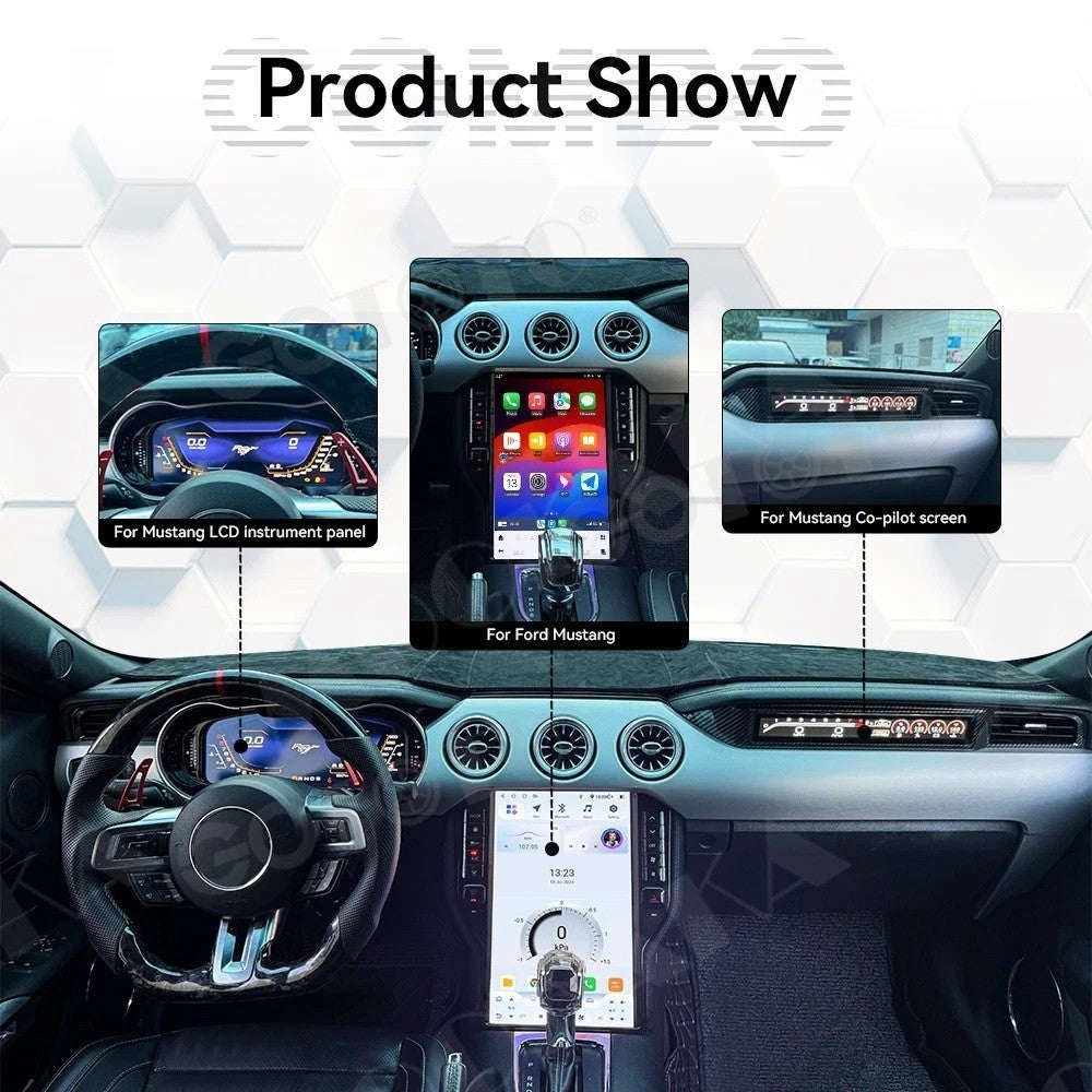 For Ford Mustang 2015-2023 Dashboard Display Screen LCD Passenger Side HD Digital Dashboard Speed Meter Car Co-pilot Instrument | PareiAuto