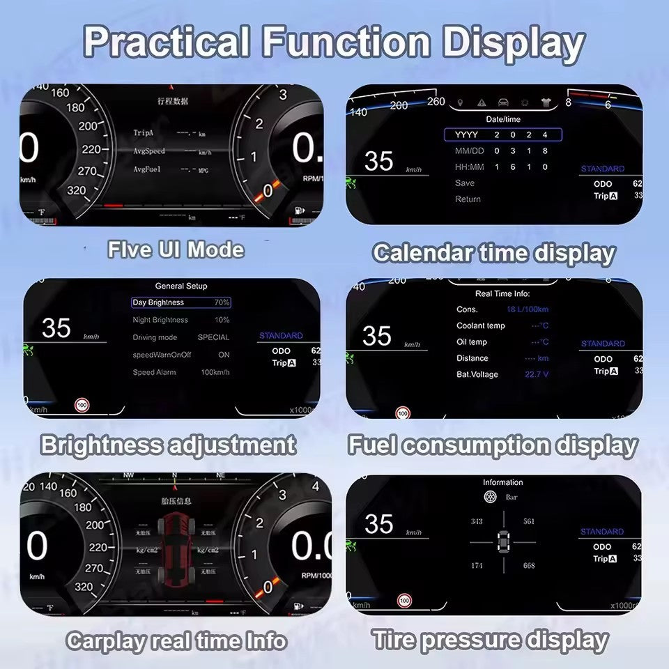 12.3" Inch LCD Dashboard For Cadillac ATS 2014 2015 2016 2017 Car Digital Instrument Cluster Speedometer | PareiAuto