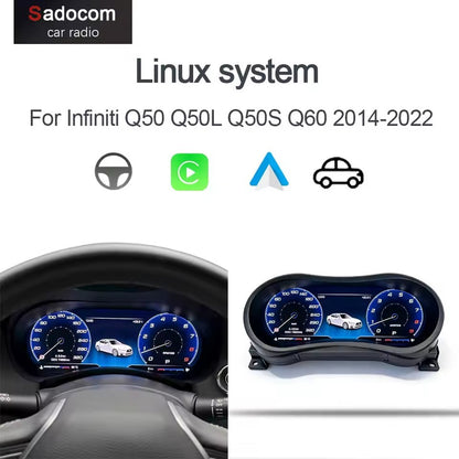 12.3'' Inch LCD Dashboard Instrument Digital Cluster Cockpit For Infiniti Q50 Q60 2014-2022 | PareiAuto