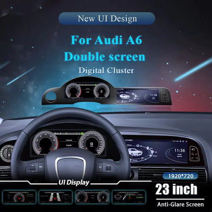 23'' Inch LCD Digital Cluster For AUDI A6 2005-2014 Double screen Dashboard Panel Speedometer | PareiAuto