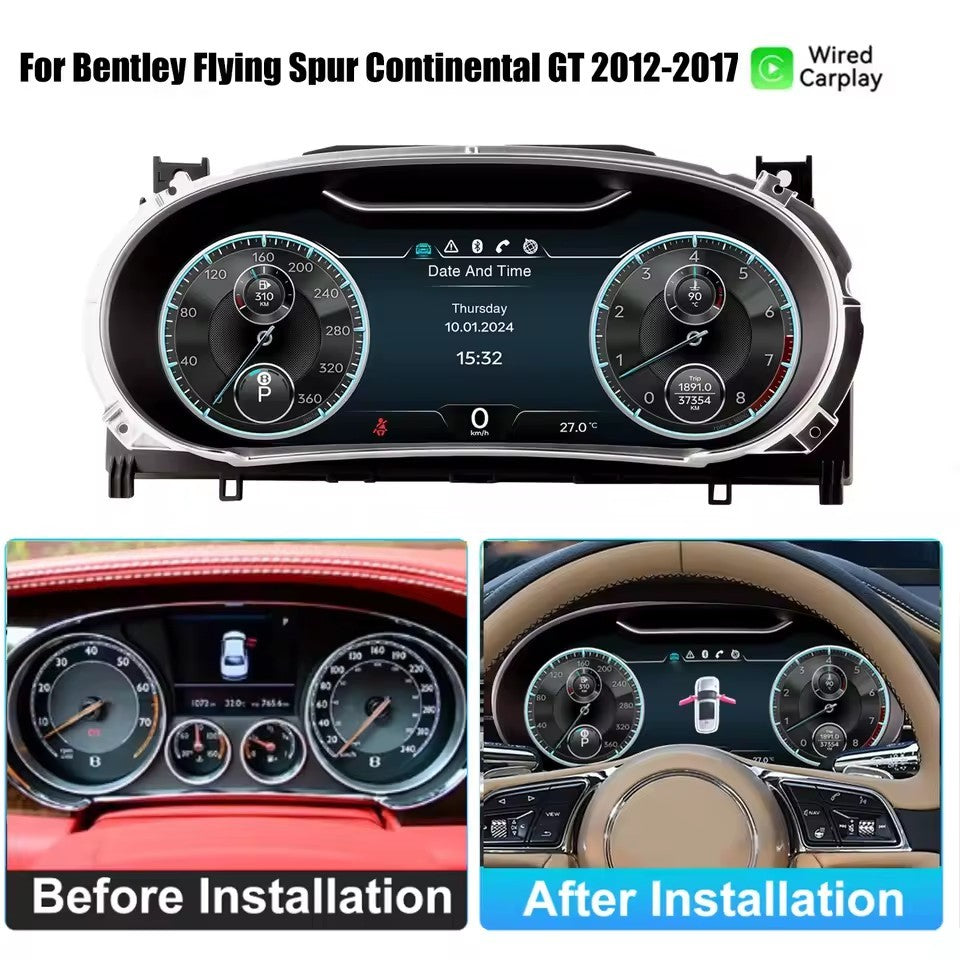 12.3” Inch Digital Cluster Dashboard For Bentley Flying Spur Continental GT 2012-2017 Supports wireless CarPlay | PareiAuto