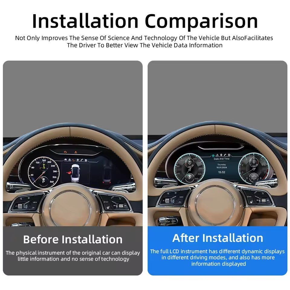 12.3” Inch Digital Cluster Dashboard For Bentley Flying Spur Continental GT 2012-2017 Supports wireless CarPlay | PareiAuto
