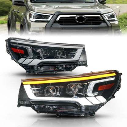 Full LED DRL Sequential Turn Signal Indicator HeadLights For Toyota Hilux Revo Rocco 2020 2021 2022