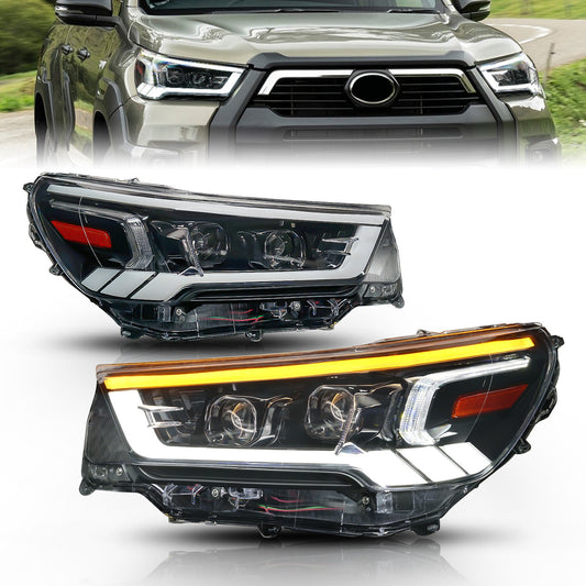 Full LED DRL Sequential Turn Signal Indicator HeadLights For Toyota Hilux Revo Rocco 2020 2021 2022