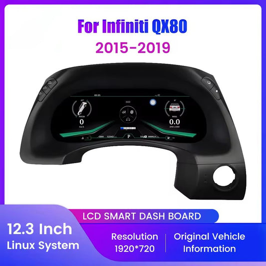 12.3 Inch LCD Car Digital Dashboard Cluster For Infiniti QX80 Meter 2015-2019 | PareiAuto