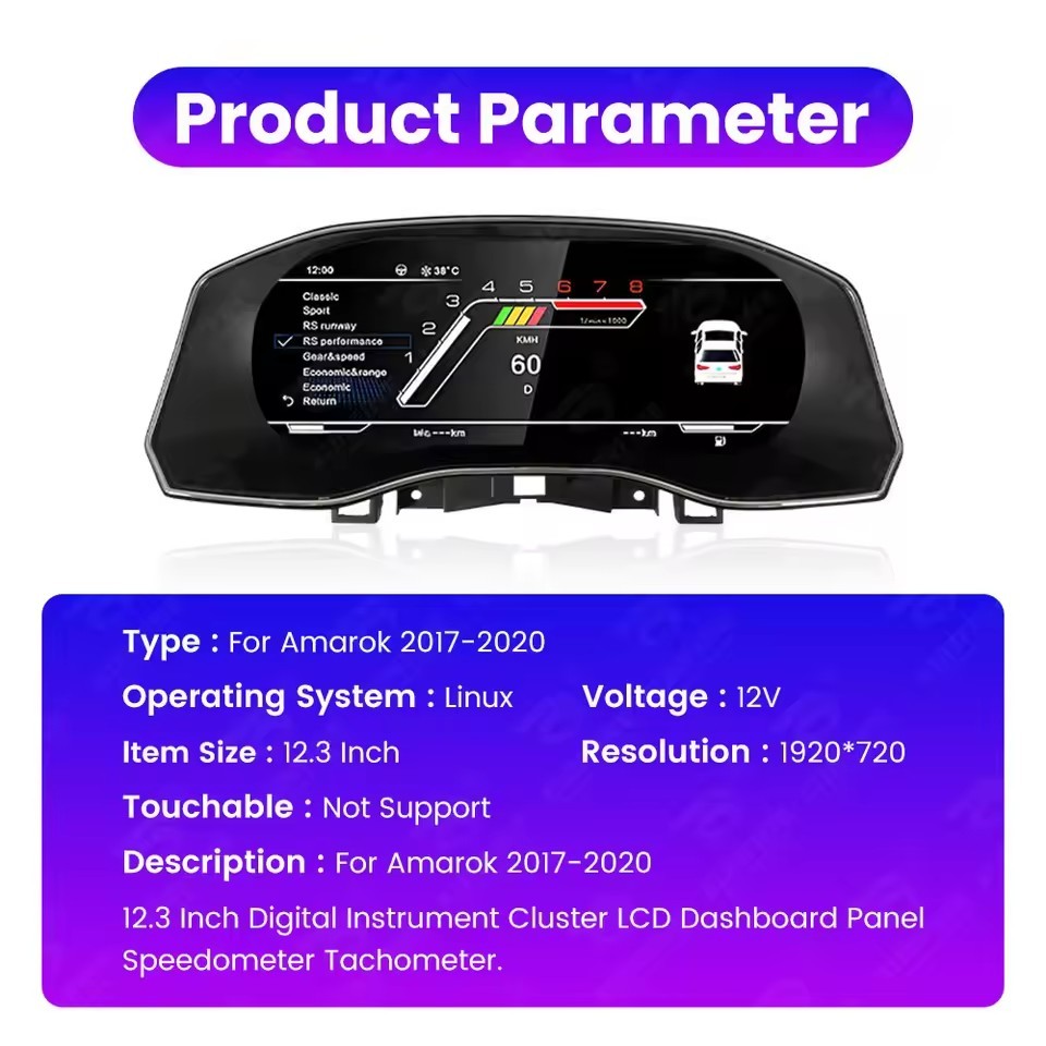 12.3" LCD Digital Cluster For VW Amarok 2017-2020 Dashboard Virtual Instrument | PareiAuto