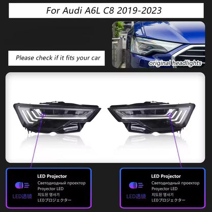 LED Headlights For Audi A6 A6L C8 2019-2023 DRL Sequential Front Lamps Assembly