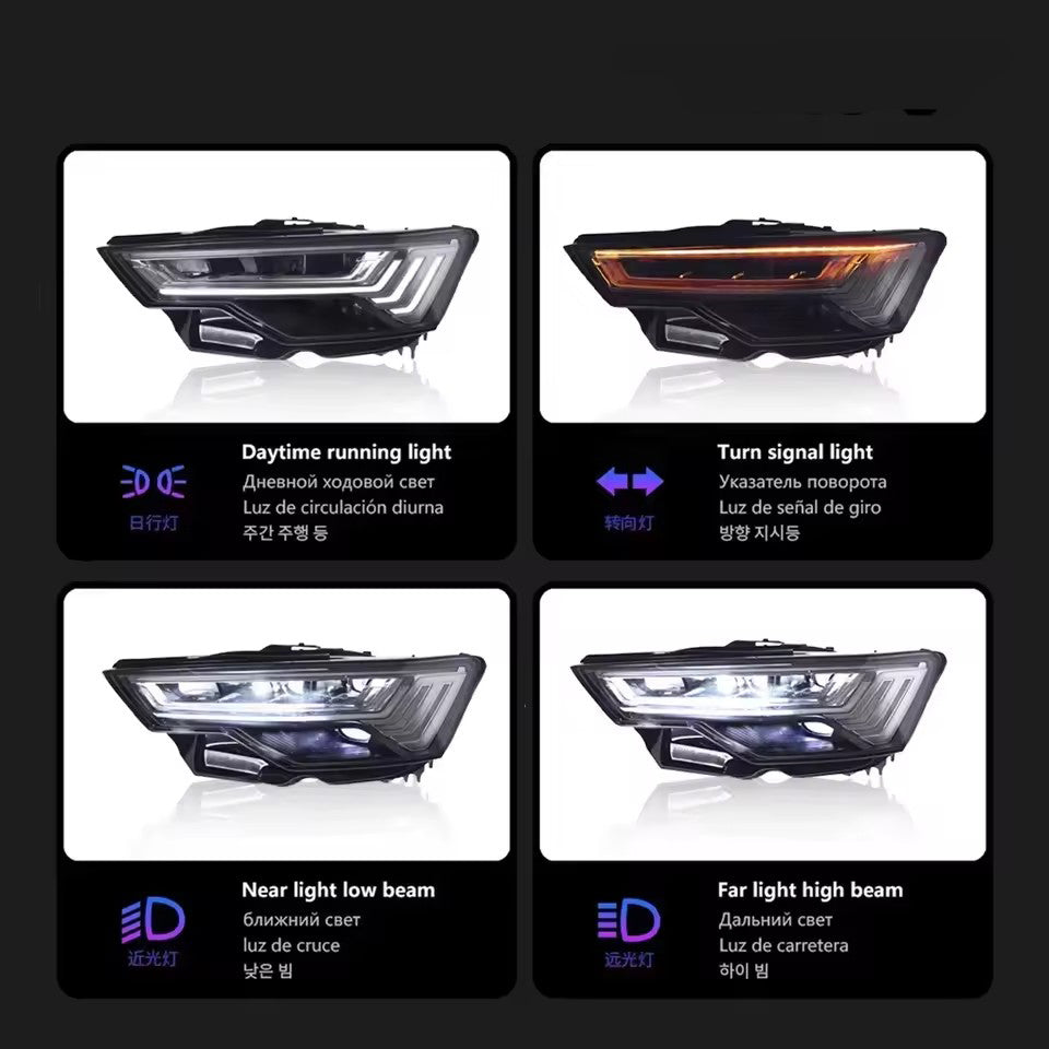 LED Headlights For Audi A6 A6L C8 2019-2023 DRL Sequential Front Lamps Assembly